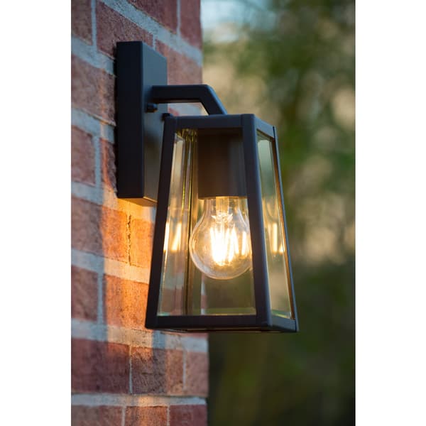 Lucide Matslot Smal Vegglampe E27 IP23 Sort