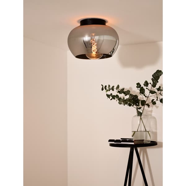 Lucide Judi Taklampe 30cm Sort/røykfarget glass