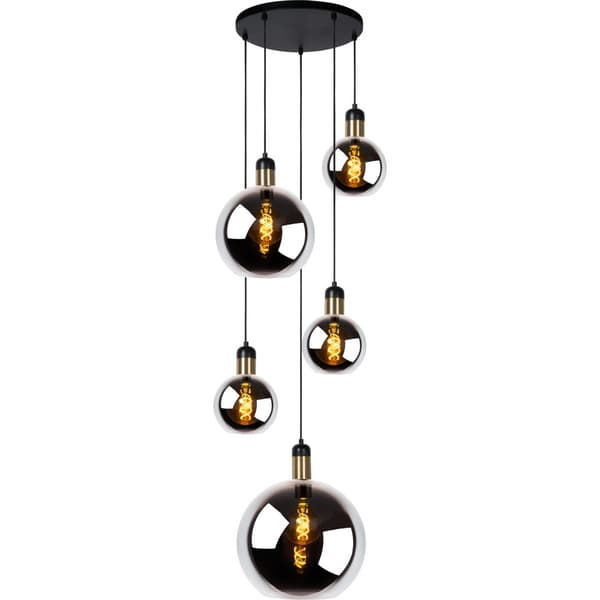 Lucide Julius Pendellampe 5xE27 Røykfarget Glass