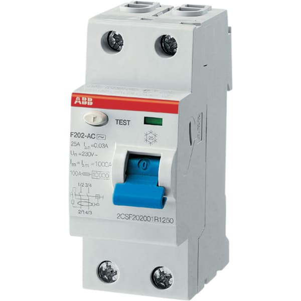 Jordfeilbryter F202 A 2p 25A/30mA ABB