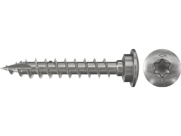 Fischer 660704, Skru, Rustfritt stål, Tre, Rund, Full tråd, Rundt hode