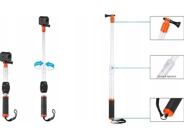 Telesin Monopod Grip Selfie Stick läpinäkyvä Gopro Telesinille