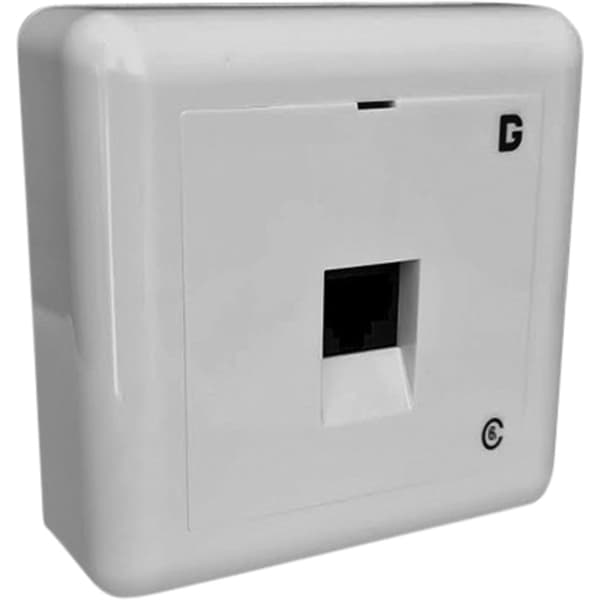 Modularkontakt UTP kat.6 Påvegg 1xRJ45 Hvit dGLink