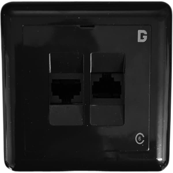 Modularkontakt UTP kat.6 Innfelt 2xRJ45 Sort dGLink