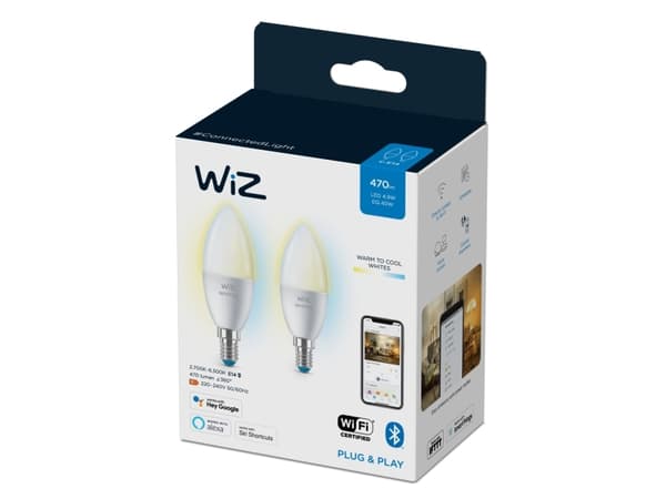WiZ Kynttilälamppu 40 W C37 E14 x2, Älylamppu, Wi-Fi, Valkoinen, LED, E14, Multi