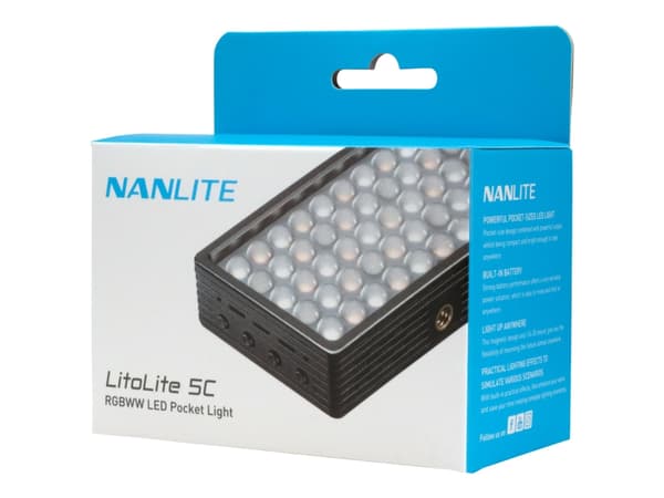 Nanlite LitoLite 5C, Suorakulmainen, Musta, CE, PSE, KUCAS, ROHS, RGB, 7500 K, 2700 K