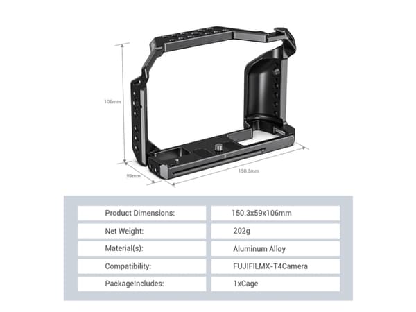 SmallRig CCF2808, 150,3 mm, 59 mm, 106 mm, 206 g, 165 mm, 155 mm