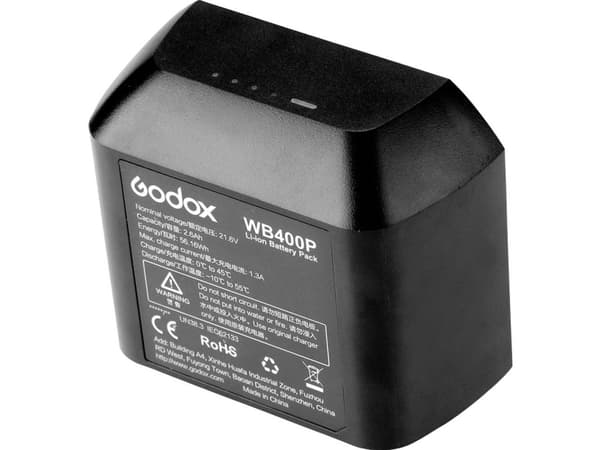 Godox WB400P, Lithium-Ion (Li-Ion), 2600 mAh, 21,6 V, 56,16 Wh