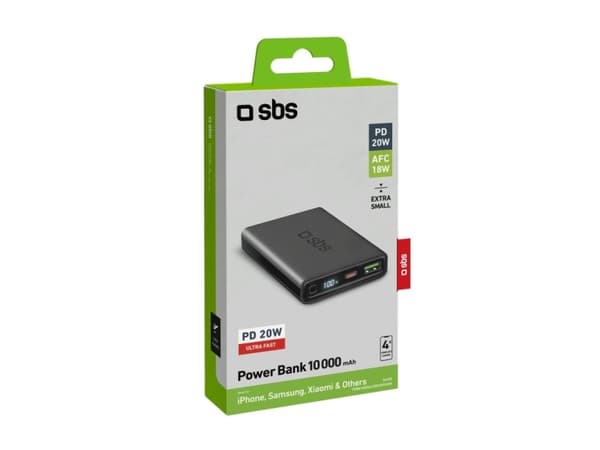 SBS TEBB10000LCDEVOPD20K, 10000 mAh, Lithium Polymer (LiPo), 20 W, Sort
