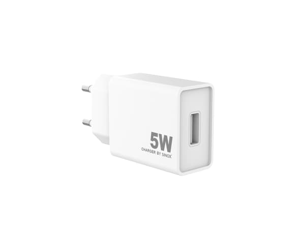 Sinox PRO 230V USB-A laturi 5W. Valkoinen