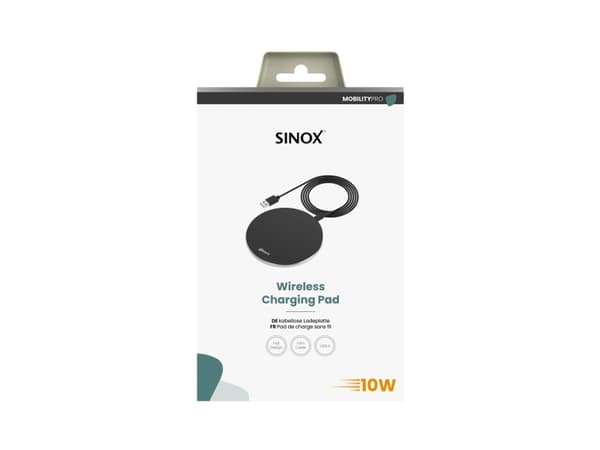 Sinox PRO trådløs 10W opladerplade. 1m. Sort