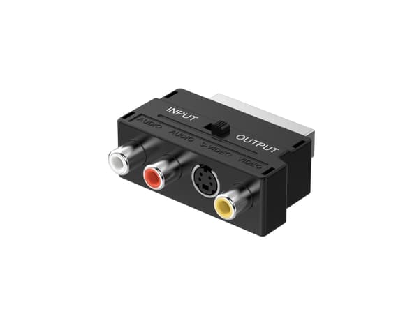 Sinox Scart adapter med switch. Sort