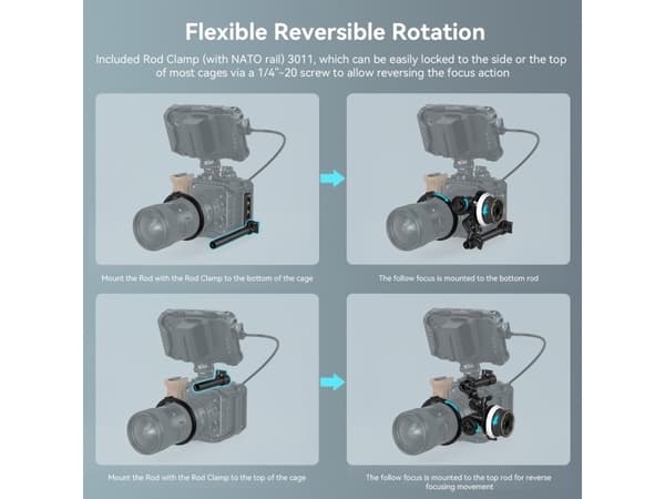 SmallRig 3010C, Follow focus kit, Black, White, Polycarbonate (PC), Silicone, Any brand, 121 mm, 77 mm