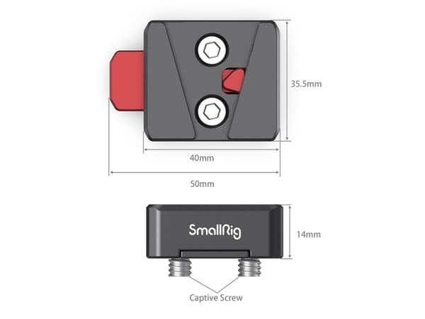SmallRig MD2801B, Quick release mount, Black, Aluminium, 1/4-20", 1 x Female V-Dock 1 x Male V-Lock 1 x Spanner, 52 mm