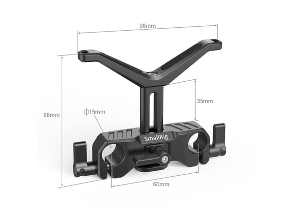 SmallRig BSL2680, Lens support, Black, Aluminium, 1 x Lens Support, Support for 15mm LWS Rods, 85.5 mm