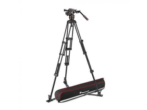 Manfrotto Twin Alu kolmijalka ja 608 alempi levityspää