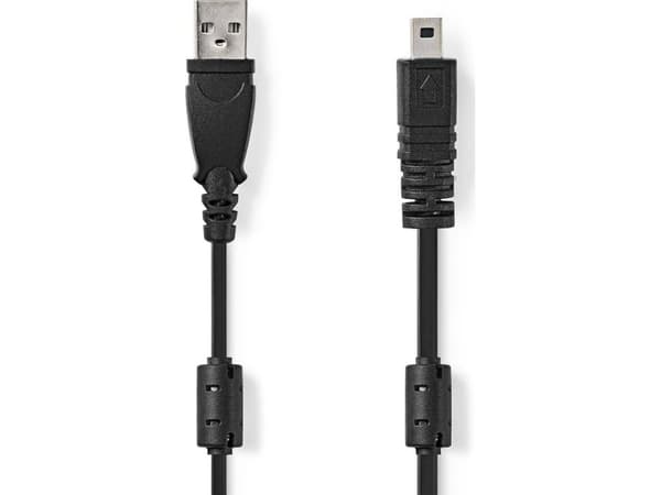 Nedis CCGL60810BK20, 2 m, Sort, USB-A, UC-E6 8-Pins, Hankjønn/hankjønn, Round
