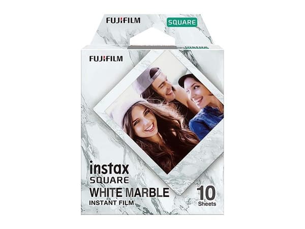 Fujifilm Instax Square White Marble - Hurtigvirkende fargefilm - 10 eksponeringer