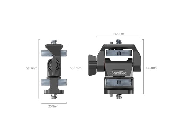 SmallRig 4886, Monitorfäste, Svart, Gjuten aluminium, Silikon, Rostfritt stål, 1/4-20", 360°, 62,6 mm
