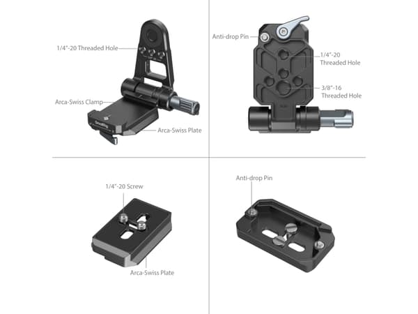 SmallRig 4696, akkulevy, musta, akryylinitriilibutadieenistyreeni, alumiini, polykarbonaatti (PC), silikoni, ruostumaton teräs, 1/4, 3/8", 122 mm, 94