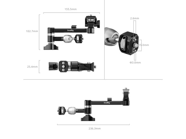 SmallRig Magic Arm Support 5141, Flexible arm, Black, Aluminium, 2 kg, 1/4", 1 pc(s)