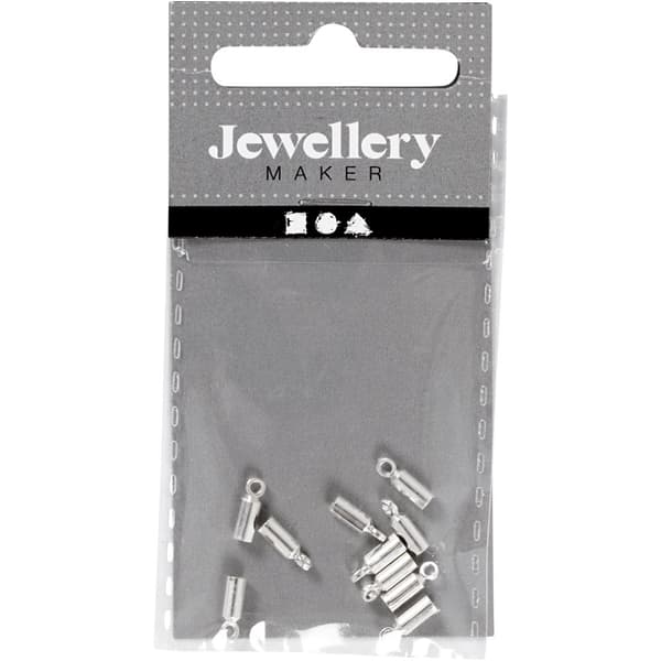 Avslutningshylsor - 2 mm - L: 8 mm - Försilvrad - 10 st