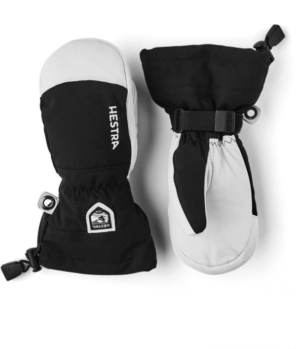 HESTRA ARMY LEATHER HELI SKI JR MITT Black/Offwhite