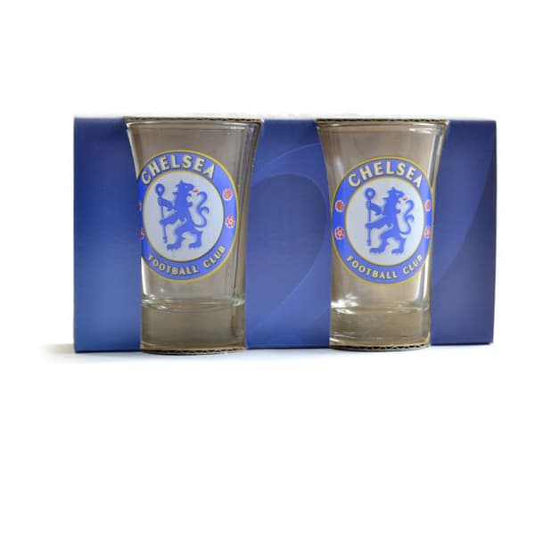 Chelsea FC Two Pack Home Word Mark Shot Glasses
