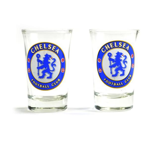 Chelsea FC Two Pack Home Word Mark Shot Glasses