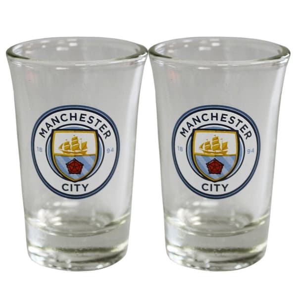 Manchester City FC Shot Glass Set (Pack Of 2) Multicoloured One Size