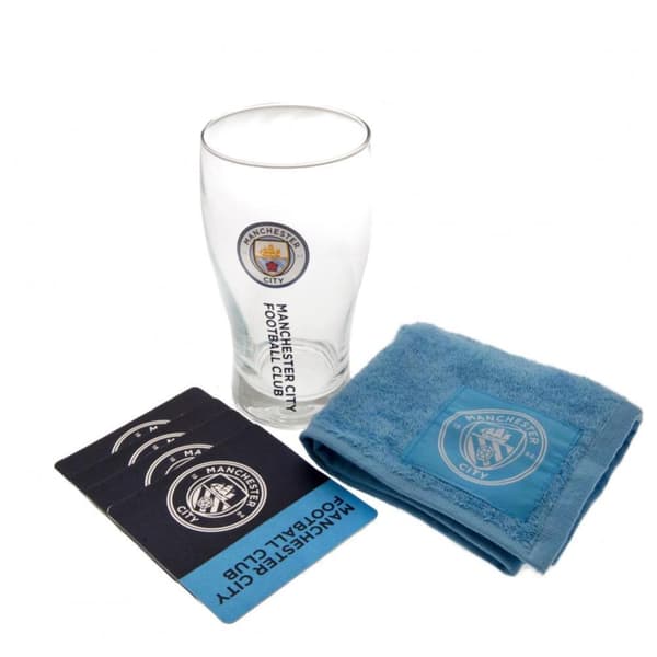 Manchester City FC Official Mini Bar Set Navy/Sky Blue One size