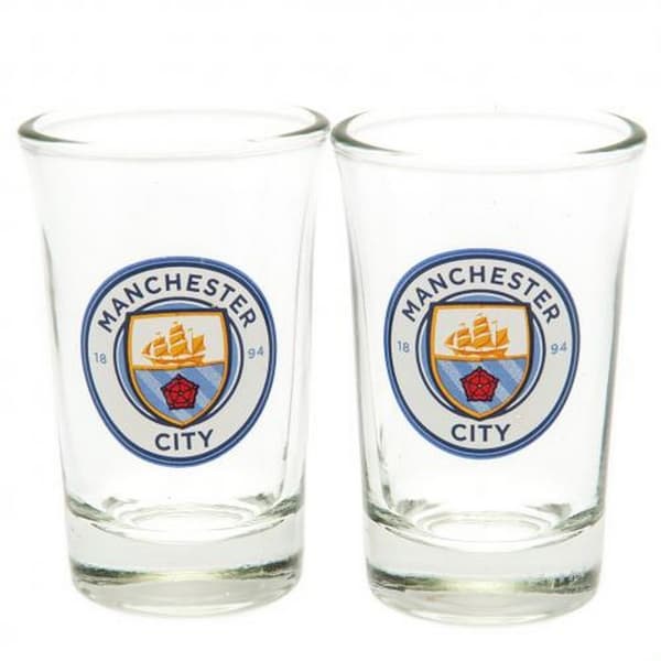 Manchester City FC Crest Shot Glass (Pack of 2) Clear One Size