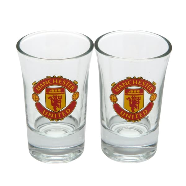 Manchester United FC Official Shot Glass Set (Pack Of 2) Clear One Size