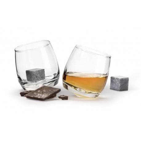 Giftset med 2 whiskey glas 25 cl och stenar i täljsten från Sagaform