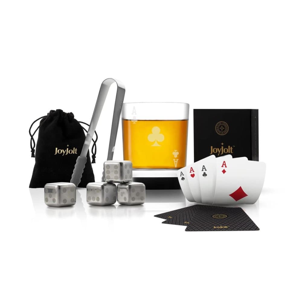 JoyJolt Poker Ace of Clubs Whisky presentset
