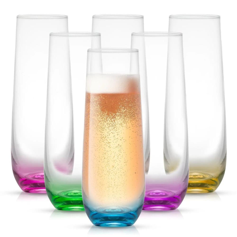 Joy Jolt Nyans färgade champagneglas, set om 6