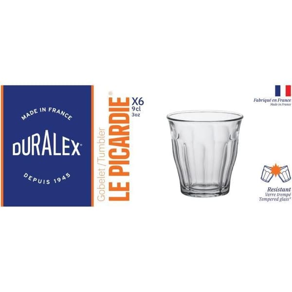 Glas - DURALEX - Picardie Transparent - 9 cl - Härdat glas - Tål maskindisk