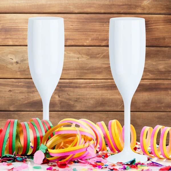 Relaxdays champagneglas, set om 12, okrossbara, utan BPA, återanvändbara, mousserande glas, bröllop, camping, vit