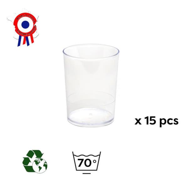 15 runda Mini-Glass verrines 8,5 cl D. 51 x Ht. 65 mm återanvändbar, återvinningsbar 100 % fransk - Transparent - D-Work