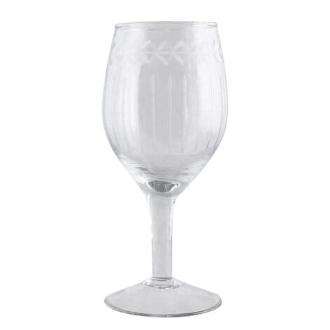 Wine Glass Etched Stripe Flower Edge