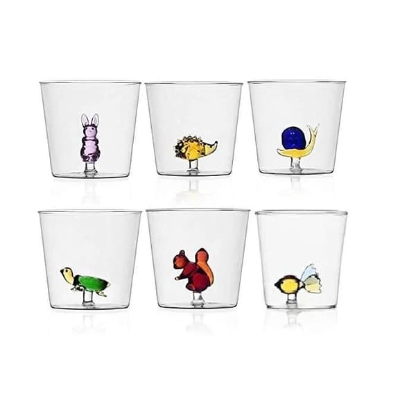 Set med 6 djurgårdsvattenglas med fisk - Design Alessandra Baldereschi