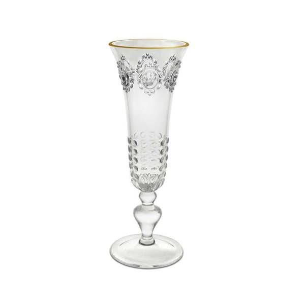 BACI MILANO FLÖT CHAMPAGNE TRASPARENTE CON BORDO DORATO 6X25 CM TILLBEHÖR TAVOLA CASA