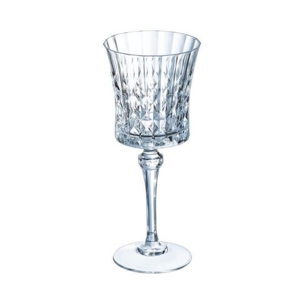 6 röda och vita vinglas 27cl Lady Diamond - Cristal d'Arques - Ultratransparent glas med vintagedesign 227 Transparent