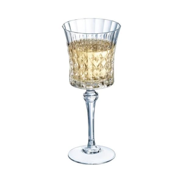 6 röda och vita vinglas 27cl Lady Diamond - Cristal d'Arques - Ultratransparent glas med vintagedesign 227 Transparent
