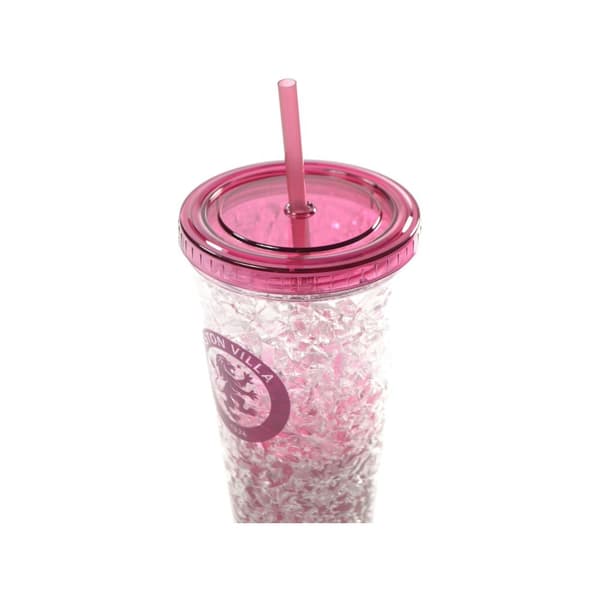 Aston Villa FC Crest 600ml Freezer Cup With Straw