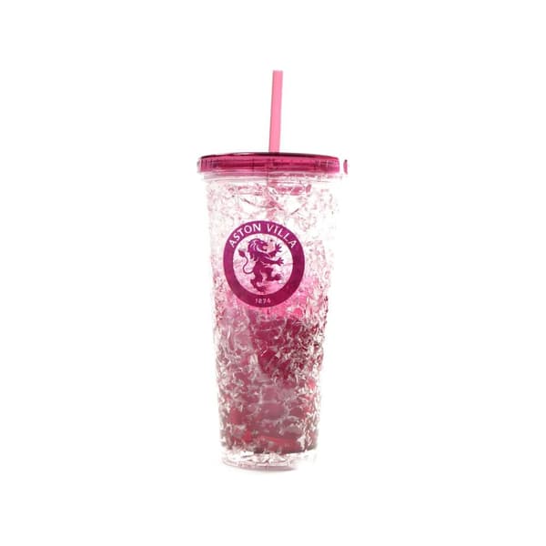 Aston Villa FC Crest 600ml Freezer Cup With Straw