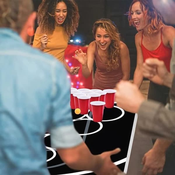 YUENFONG Beer Pong-koppar 200 st plastmuggar för julfestfestivaler Bröllopscamping (200 koppar 20 bollar)