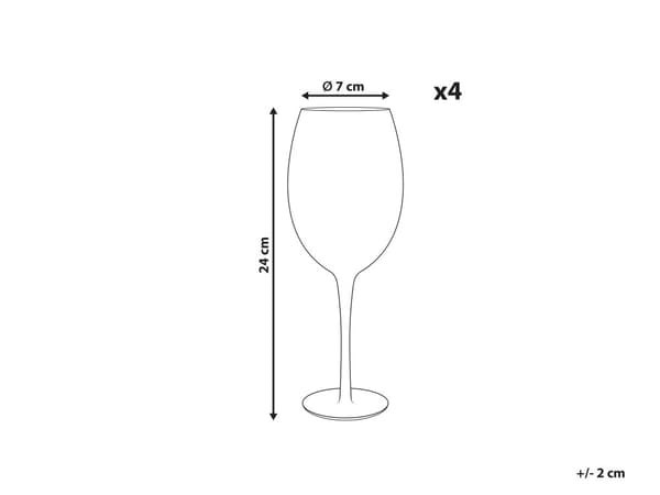 Vinglas klar 4 stk sæt iriserende glas 53 cl til rødvin mundblæst riflet retro moderne stil