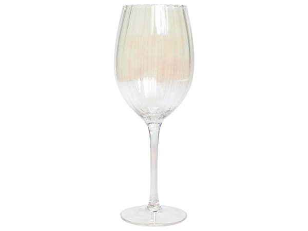 Vinglas klar 4 stk sæt iriserende glas 53 cl til rødvin mundblæst riflet retro moderne stil
