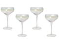 Miniatyrbillede 1 af 8: Champagneglas klar 4 dele sæt konveks iriserende glas 30 cl mundblæst ribbet retro moderne stil